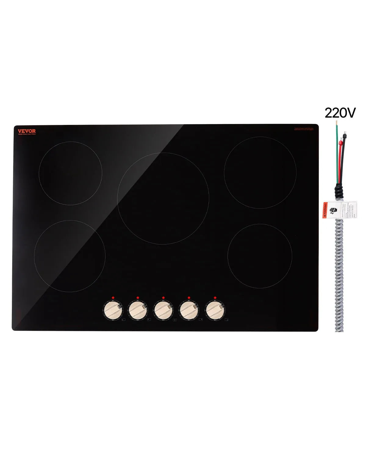 Cuisinière VEVOR, 9200W, à induction, 5 brûleurs, à Induction 5 Brûleurs 9200 W, à Induction 5 Brûleurs 9200W, Brûleur de Comptoir Électrique