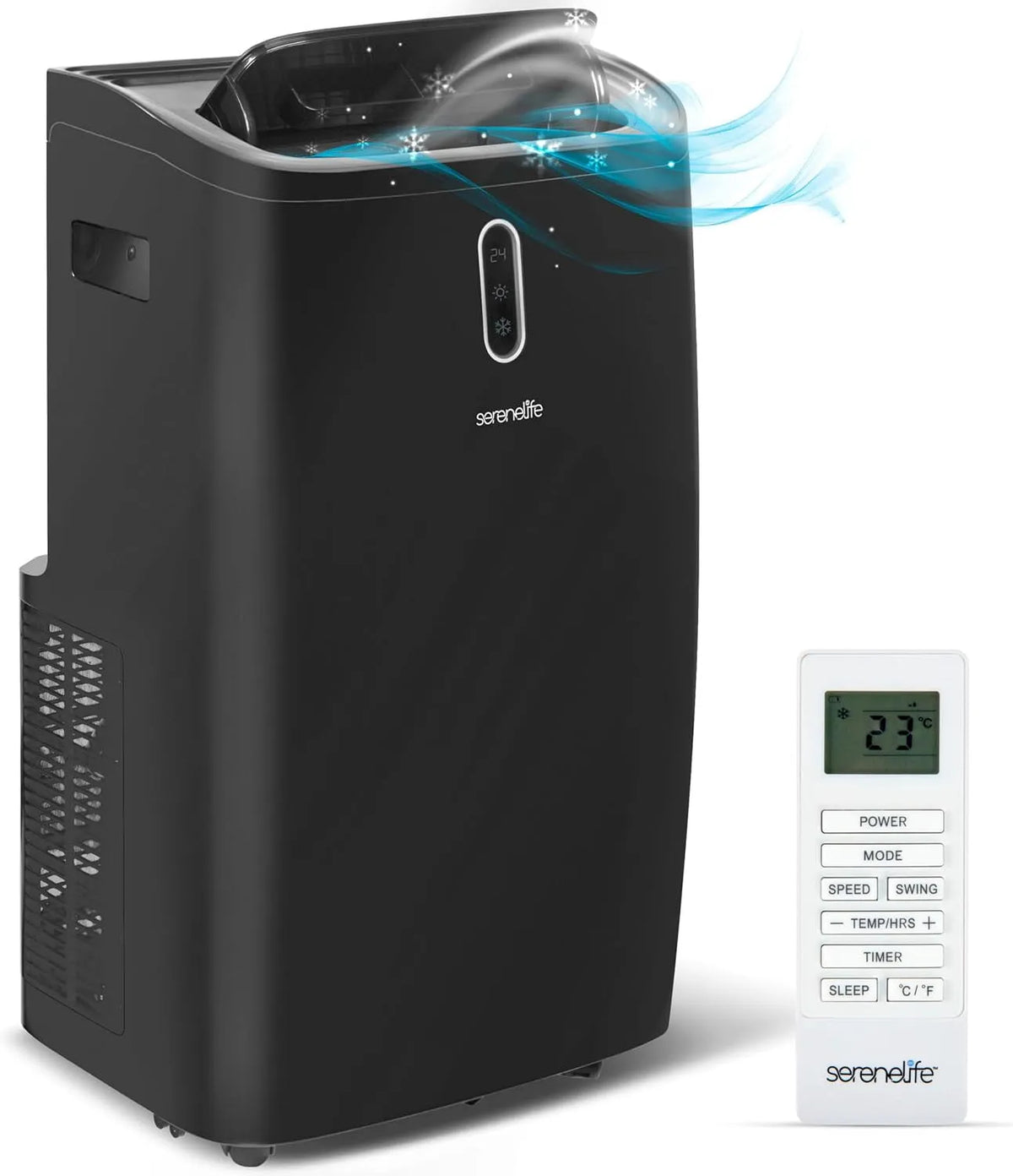 Climatiseur portable SereneLife, SLPAC242B, Capacité de 12 000 BTU ASHRAE Unité de Refroidissement A/C Compacte pour la Maison, Stadard