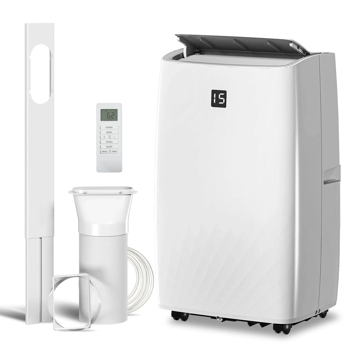 Climatiseur portable, Portatif 14000 BTU, Minuterie 24 H Marche/arrêt, 700 Pi2, Déshumidificateur, Ventilateur, Trousse pour Fenêtre