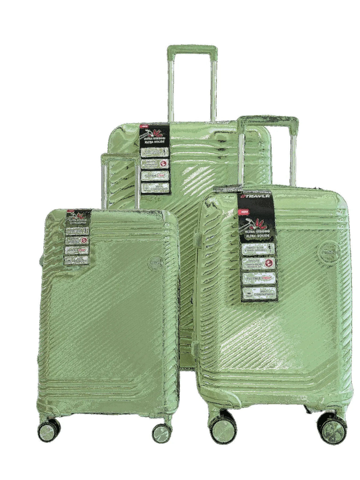 Serrure TSA, Elite Ensemble de Bagages Léger Extensible 3 Pcs 20 Pouces24 Pouces28 pouces, Vert, Chariot en Aluminium et Roues Silencieuses