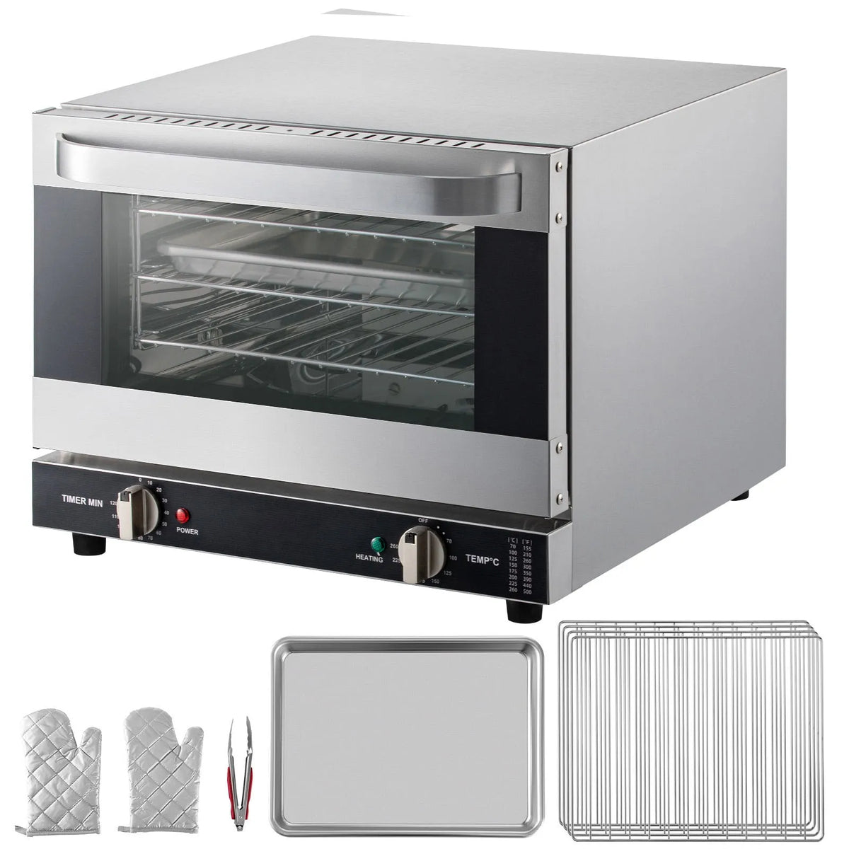 Four à convection, 21 L, 19 Qt, Four L/19,120 V, Grille-Pain 3 Niveaux 1440 W, 21 Qt, Plateaux, Pinces et Gants, ETL Lis, à Convection Commercial