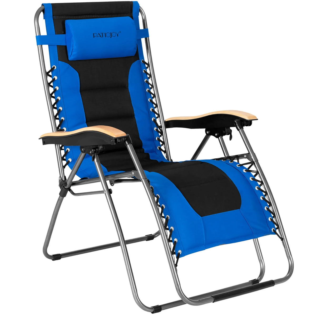 Chaise longue, Zéro Gravité Rembourrée Surdimensionnée Pliable Réglable Bleu
