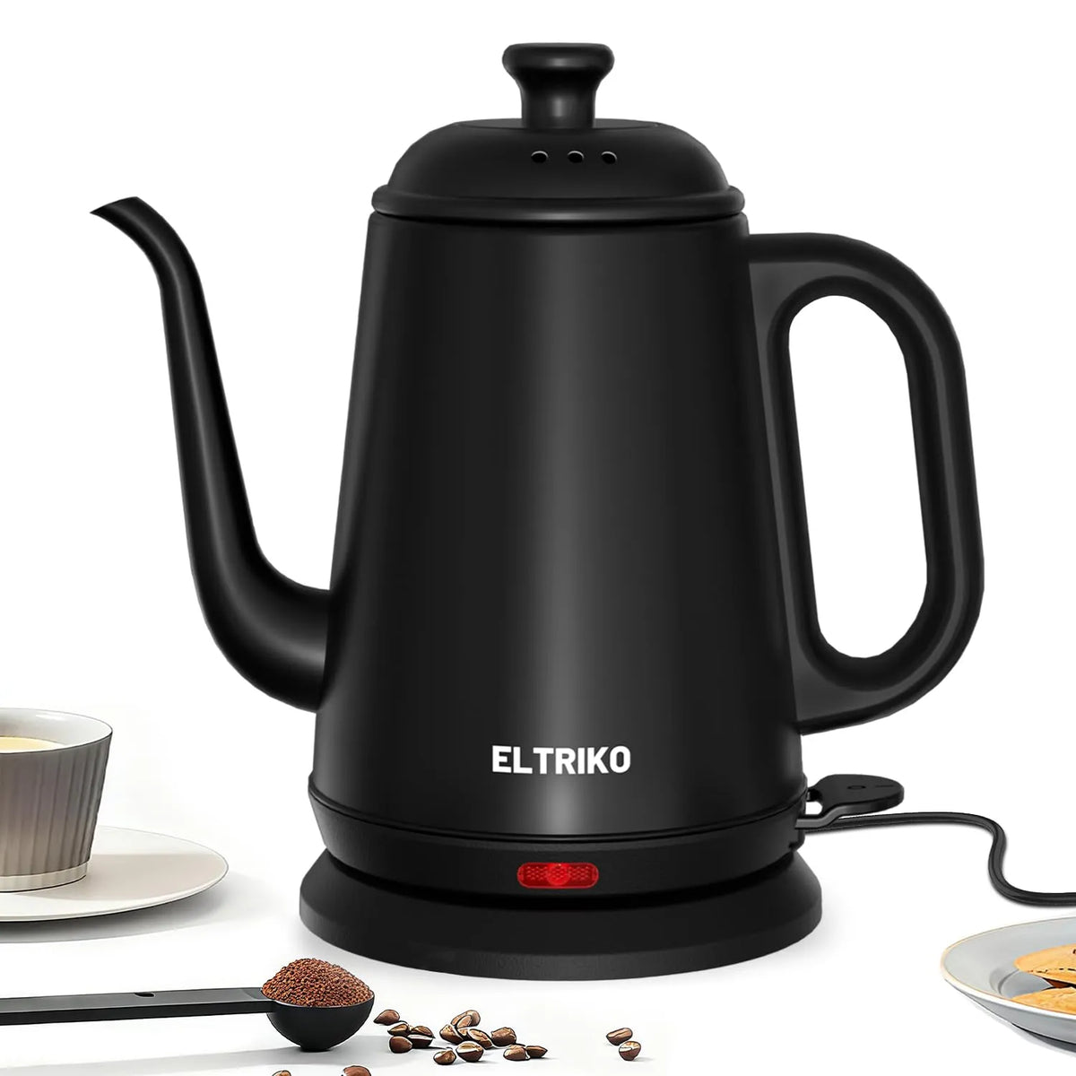 Bouilloire électrique, Chauffage Rapide 1000 W, Électrique à Col de Cygne, Café Filtre et Thé, Sans BPA Noir, acier inoxydable