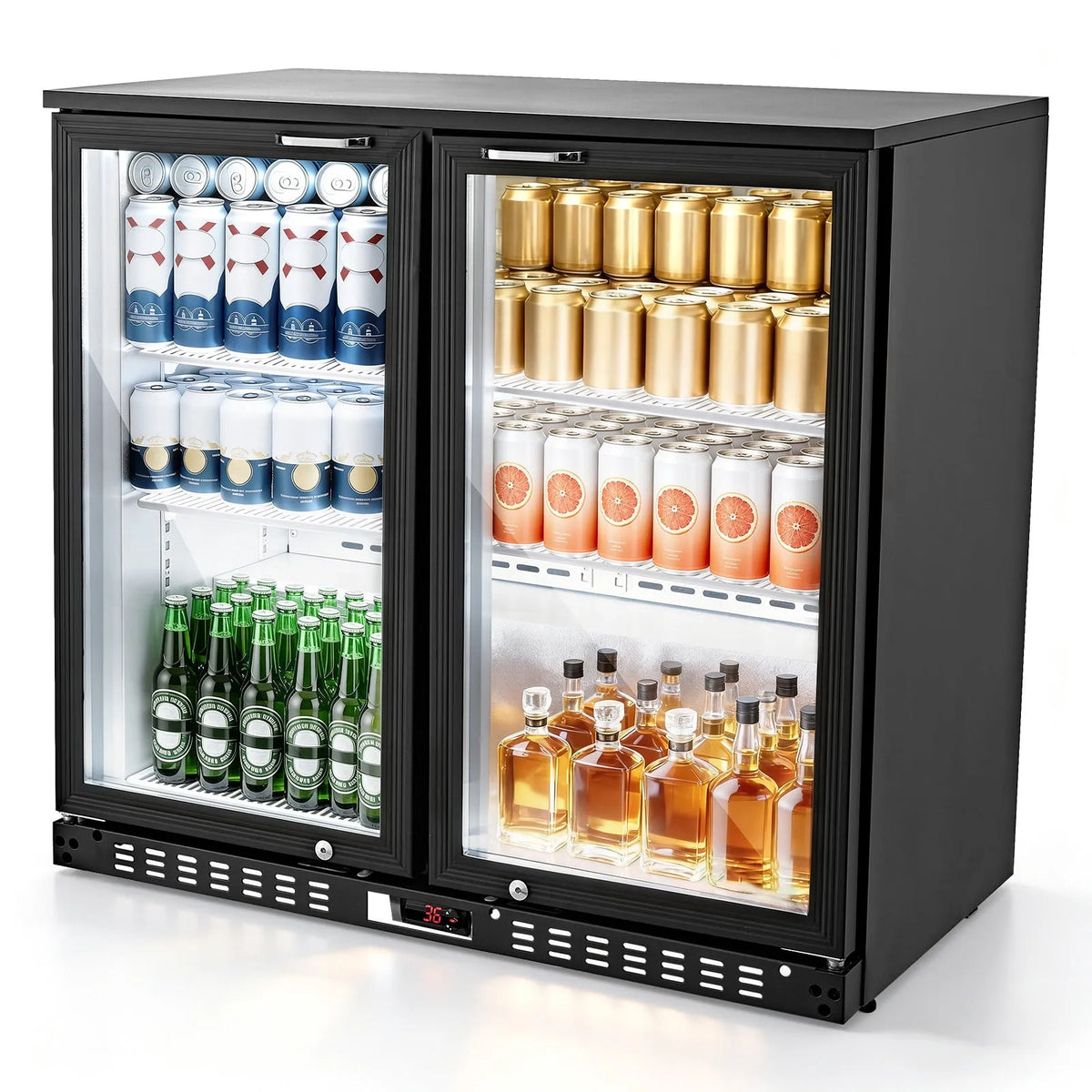 Réfrigérateur, 2 Portes en Verre, Commercial de Boissons de 7,4 pi3, Glacière d'Exposition en Verre à Faible E pour Bière, Soda, Vin, Boissons