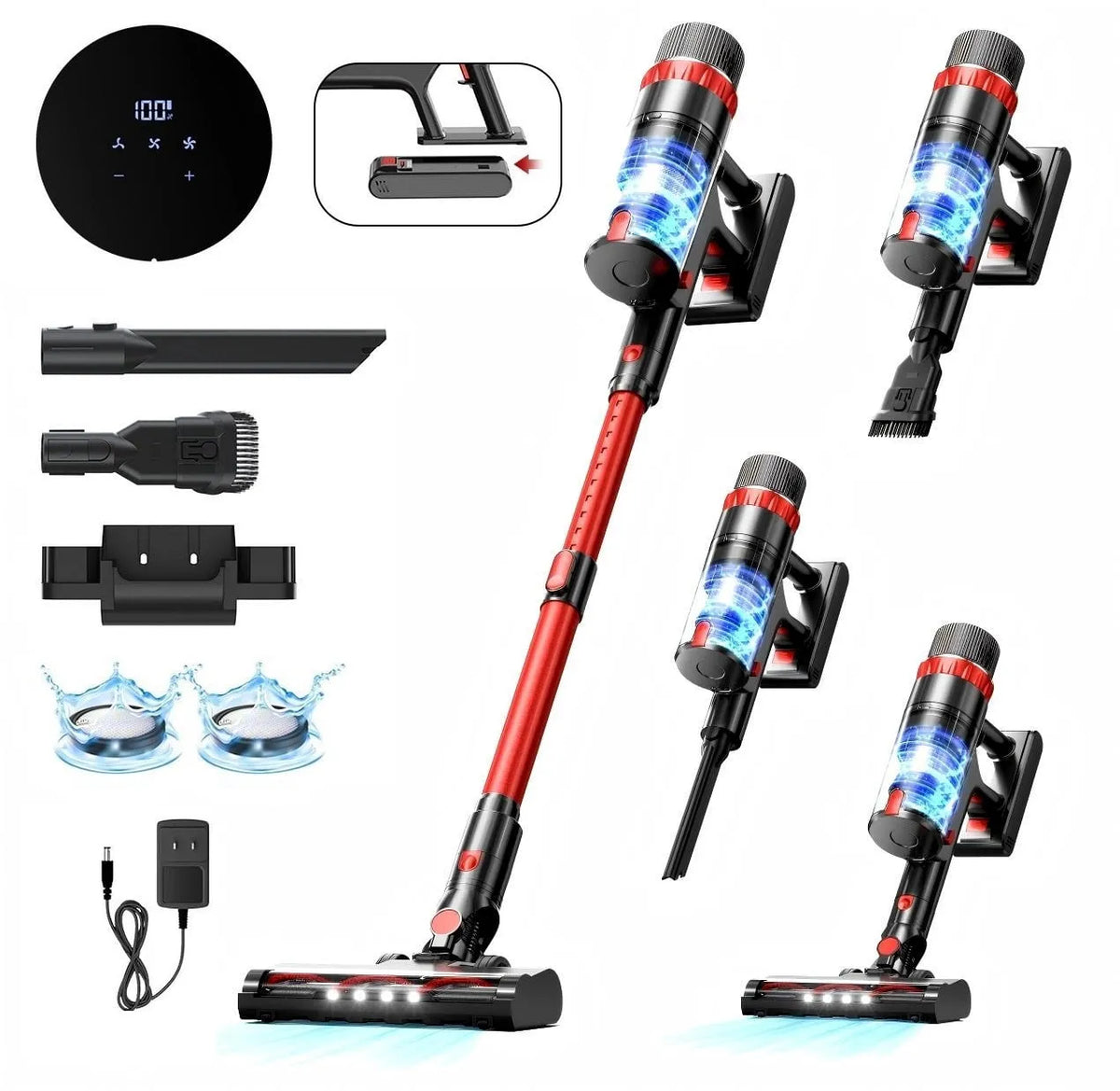 Aspirateur-balai sans fil, Sans Fil Léger, Conçu pour Plancher Tapis Poils d'Animaux AX900, Aspirateur Léger