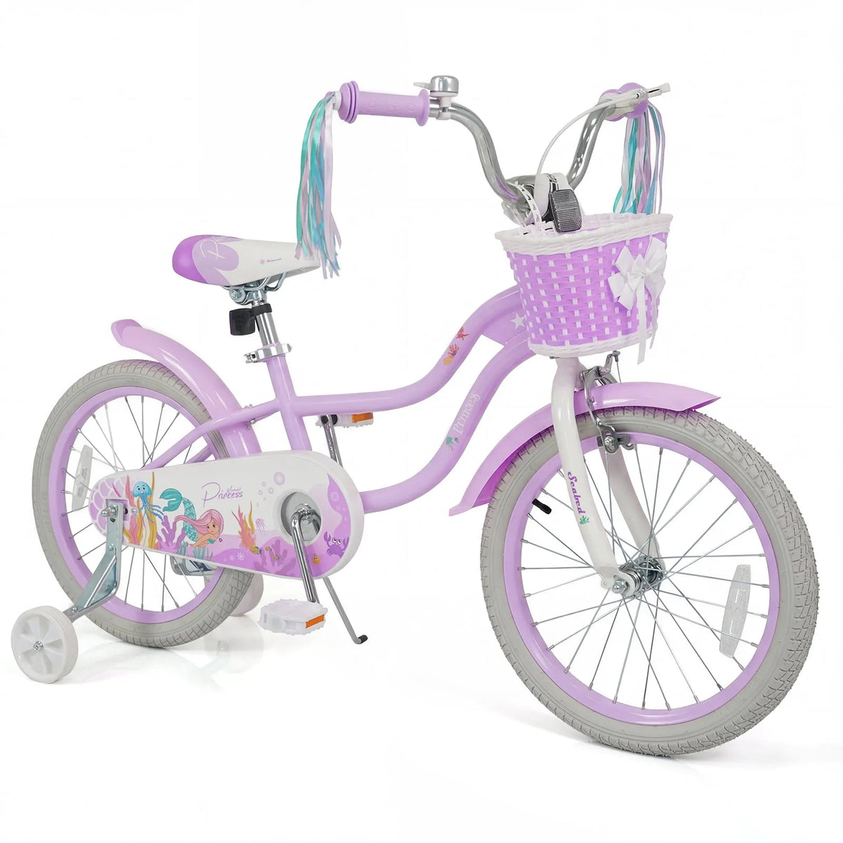 Vélo enfant, 18 pouces, Freins à Main et à Rétropédalage Violet, Roues Stabilisatrices