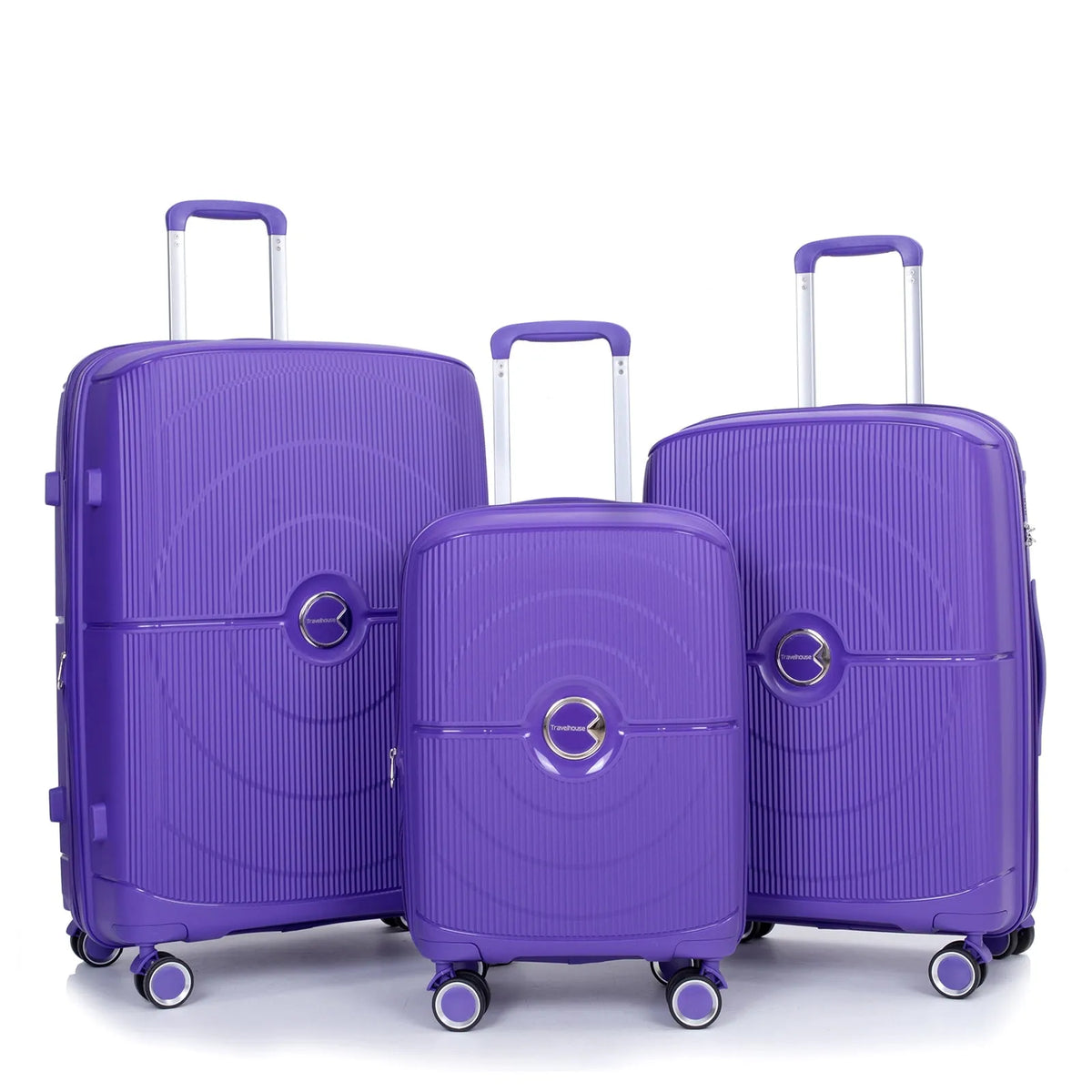 Valise Rigide Légère Extensible, Ensemble de 3 Pcs de Valises Rigides, Violet, Cadenas TSA et Roues Pivotantes