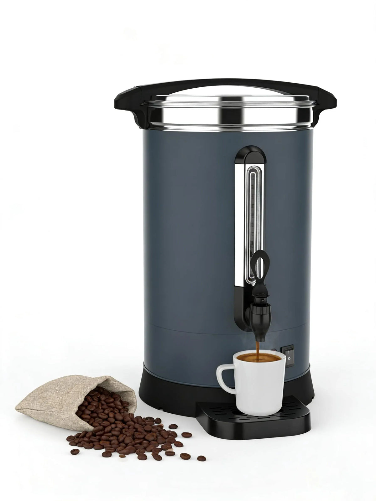 Machine à café, Distributeur de Café et d'Eau Chaude Électrique à Double Paroi en acier inoxydable de 14 L, Urne à Café Commerciale de 100 Tasses