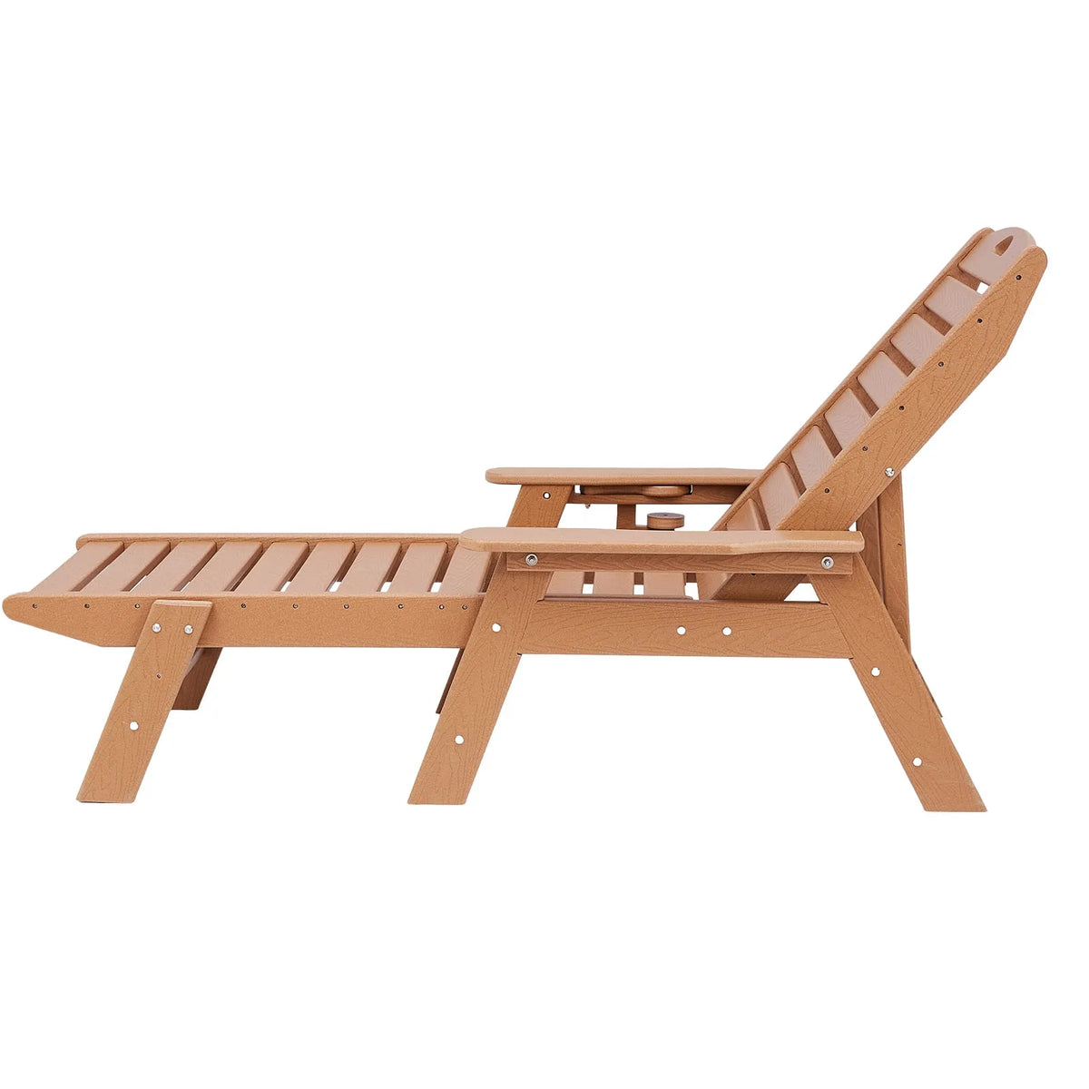 Chaise longue, Chaise Longue de Patio Réglable à 6 Positions, Capacité de Poids de 400 Lb, Brun, Dossier et Porte-Gobelet