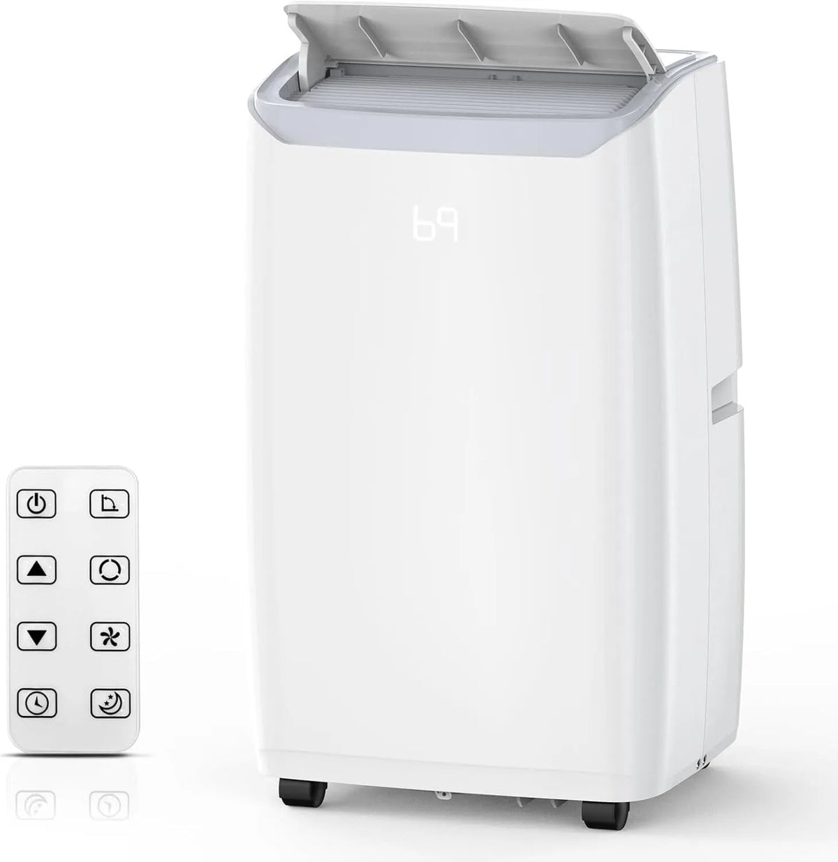 Climatiseur portable, 14000 BTU, Minuterie 24 Heures, Corps Blanc Déshumidificateur et Ventilateur 3-en-1, Conception Écoénergétique