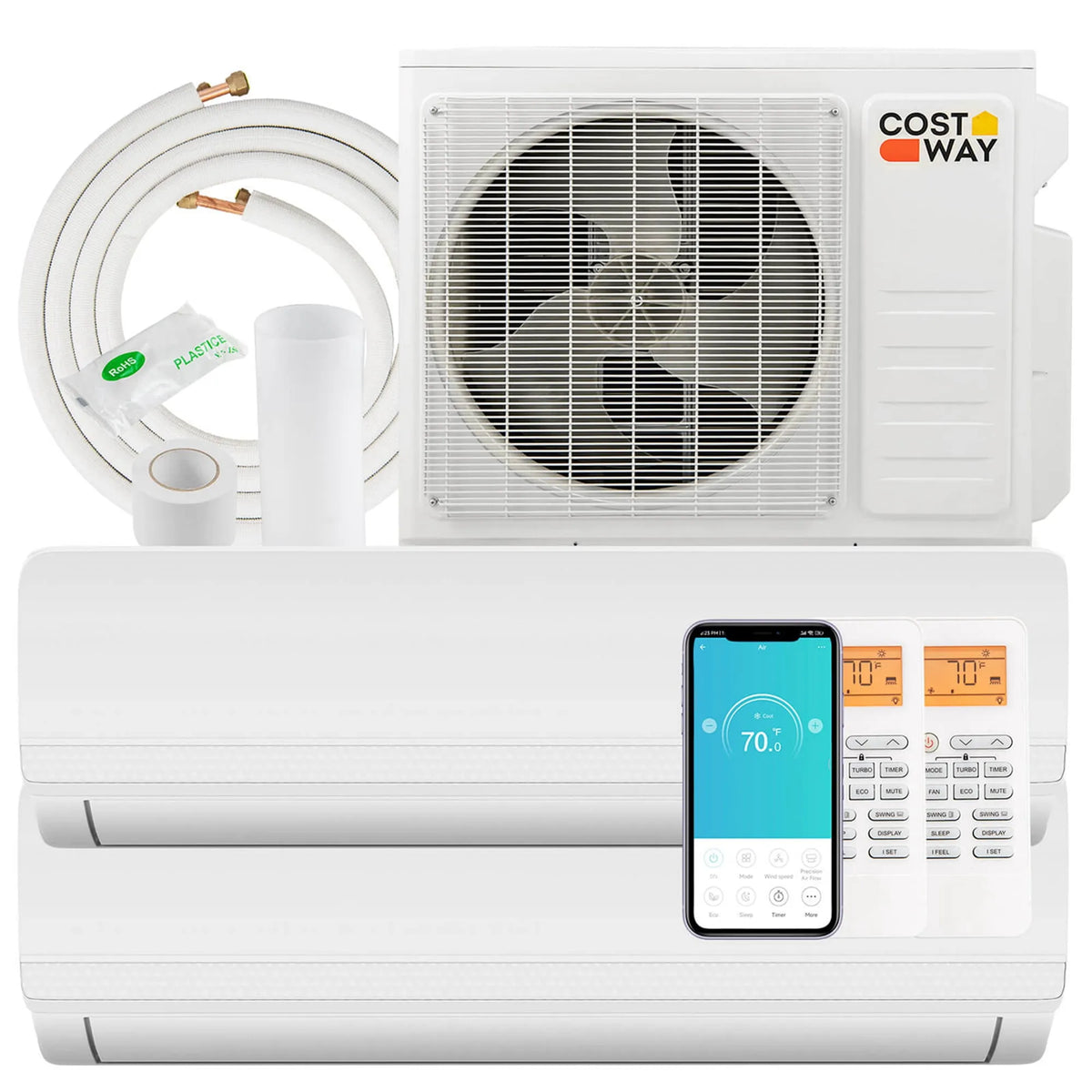 Climatiseur, 20 SEER2, SEER2,18K BTU 18000 BTU ASHRAE 2 Zones 9K BTU 20 Climatiseur Système de Travail/chauffage, Alexa