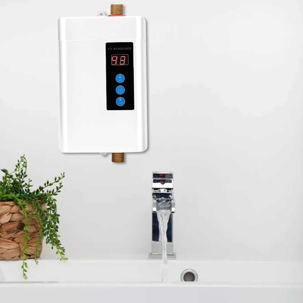 Bureau, Chauffe-eau Électrique Mini-Réservoir Chauffe-Eau Intelligent Chauffe-Eau Électrique Sans Réservoir pour la Maison Blanc Prise UE 220V 4000W