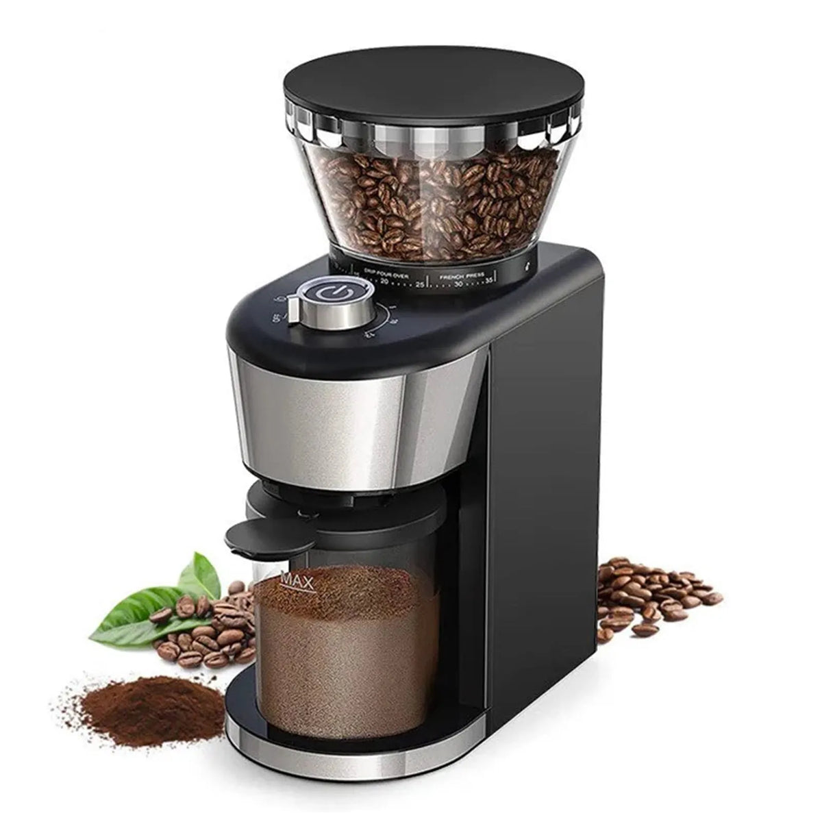 Machine à café, Meule Réglable, 35 Réglages de Mouture, Moulin Électrique pour Grains de Café pour Espresso/goutte à