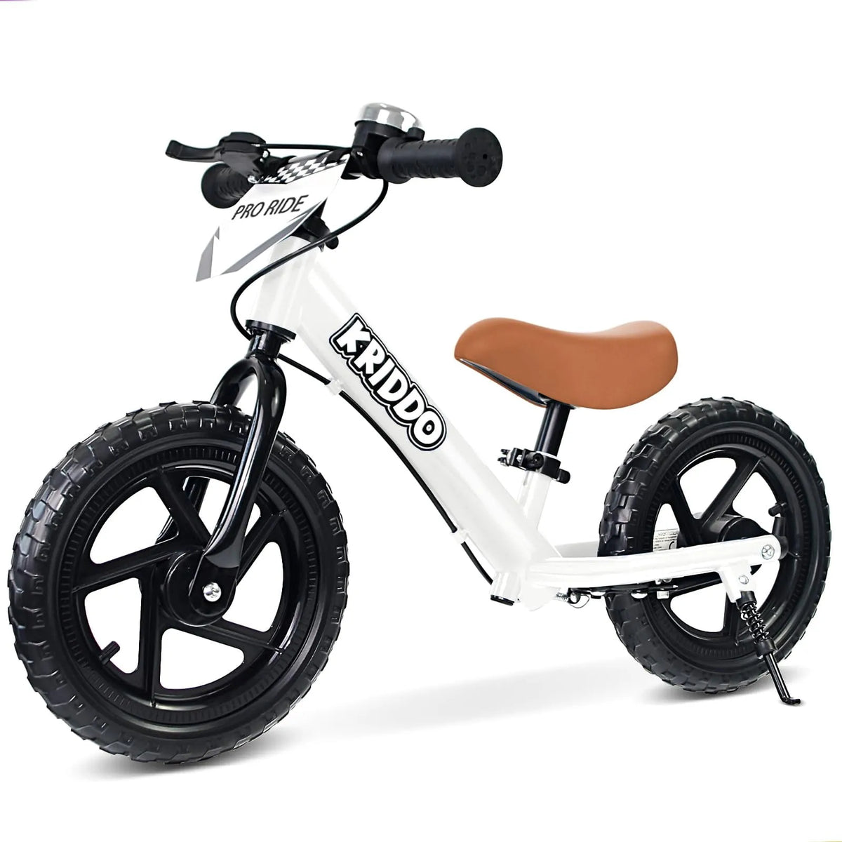 Vélo, Frein à Main et Béquille, Draisienne Pro pour Tout-Petits 2+ Ans, Poussé 12 pouces, Cadeau pour Garçons Filles 2-5, Blanc