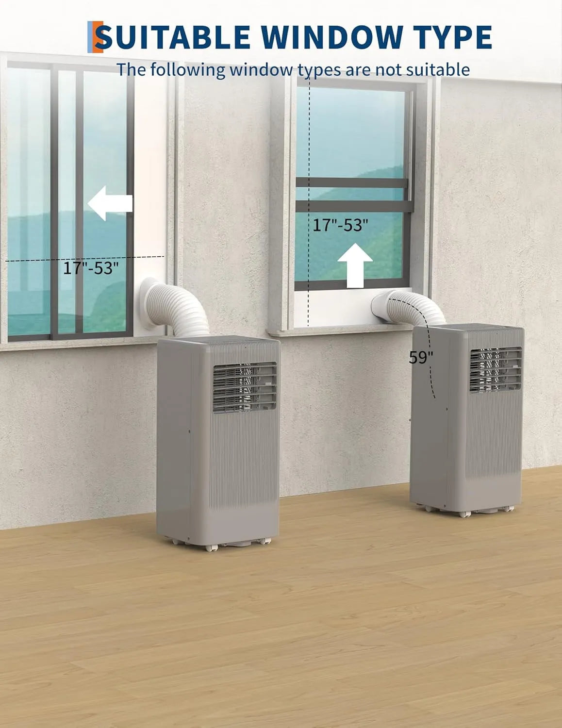 Climatiseur portable, climatisation mobile, 10000 BTU, Silencieux 3-en-1, Blanc