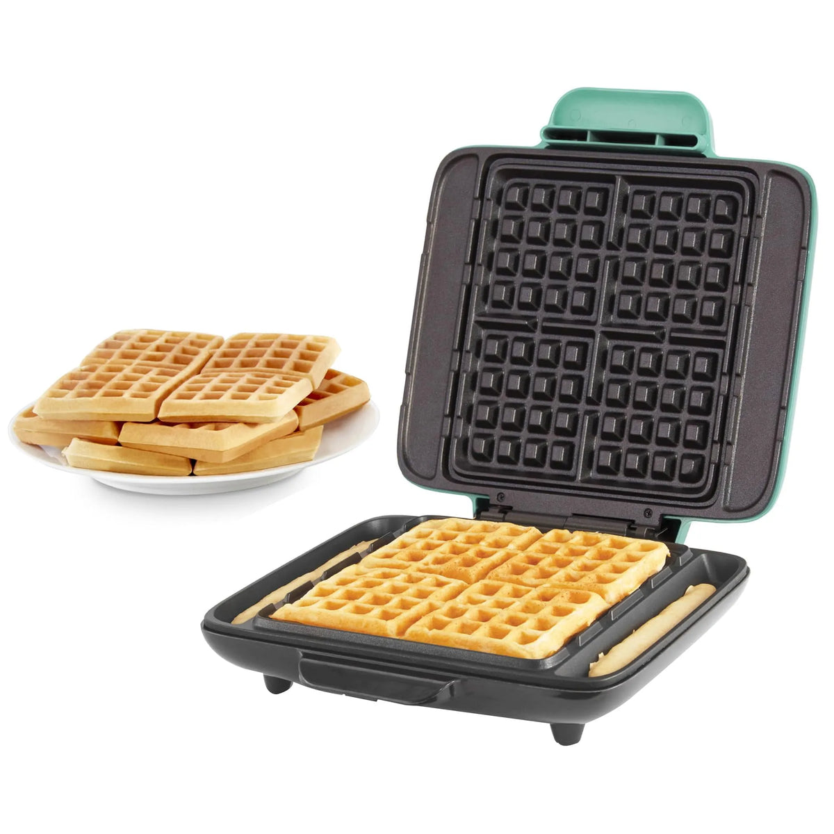 Pains Rissolés Ou Tout Déjeuner, DASH Gaufrier Anti-Goutte: Fer à Gaufres 1200 W + Machine à Gaufres pour Gaufres, Nettoyage, Lunch et Collations