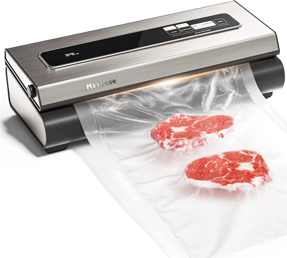 Coupeur, Machine de Scellage sous Vide Puissante 90 kPa Précision 6-en-1 Système Compact de Conservation des Aliments sous Vide, 2 Rouleaux