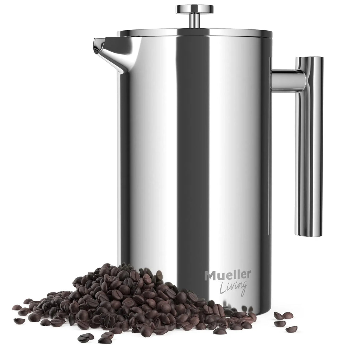 Machine à café, 4 Filtres Résistant à la Chaleur à Double Isolation, MuellerLiving à Pression Française 34 Oz, Compatible, Antirouille