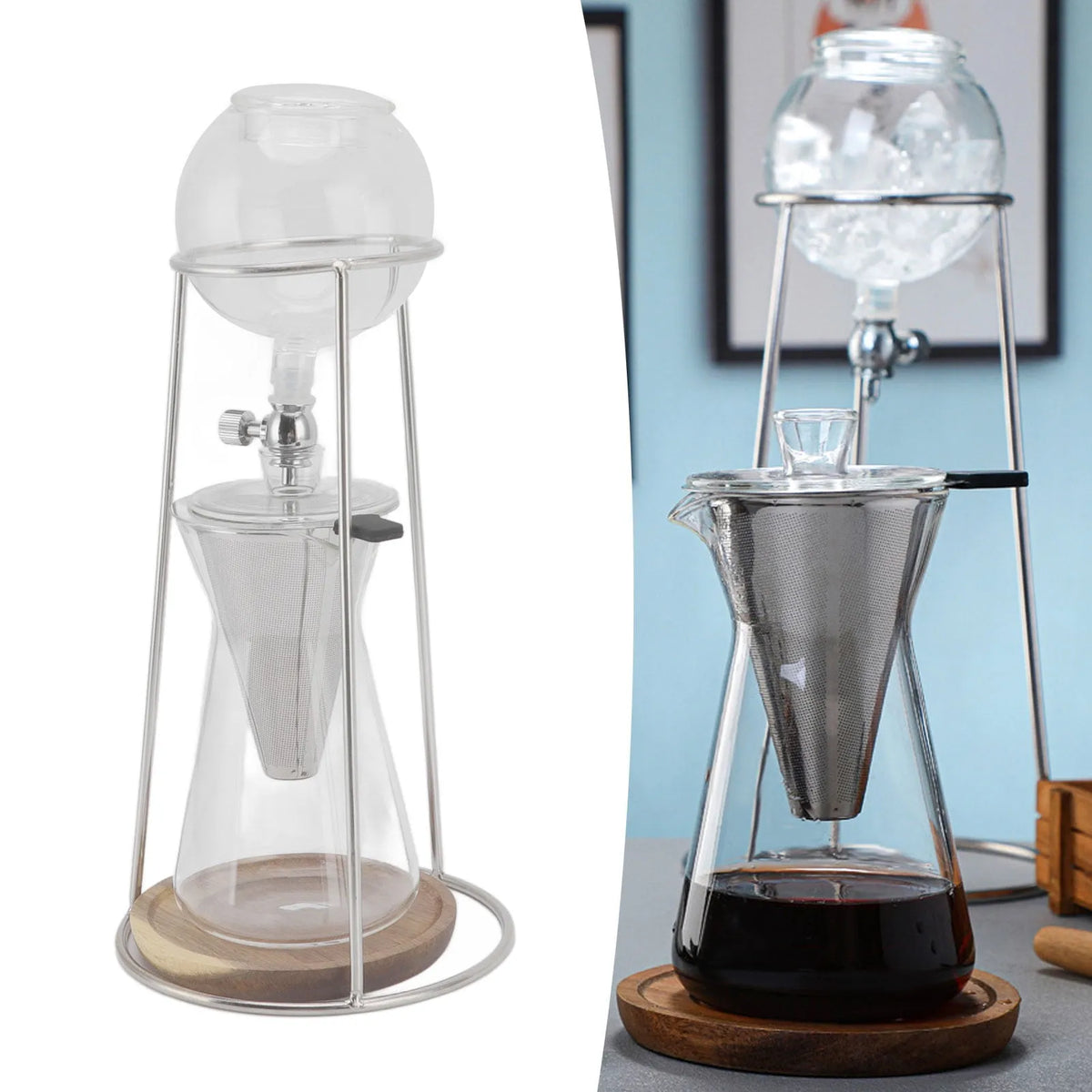 Machine à café, Goutte à Goutte Glacée Transparente 600 ml Polyvalente au Design Élégant pour la Maison, Tour Goutte à Goutte