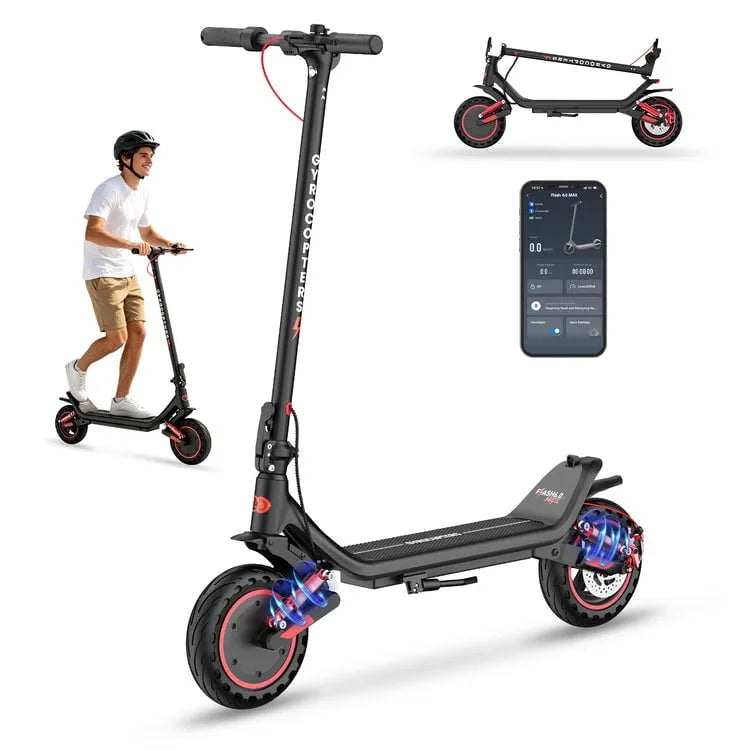 Trottinette électrique Gyrocopters, Autonomie de 40 km, Moteur de Pointe 500 W, Vitesse de 32 km par Heure, Flash 6.0 MAX, Double Suspension