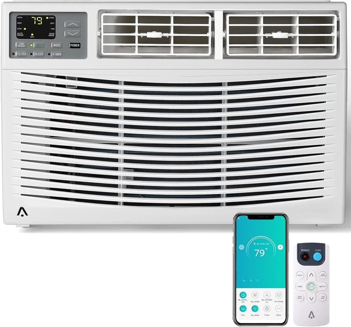 Smart TV, Climatiseur de Fenêtre 12000 BTU Silencieux 50 dB, Application et commande Refroidit 550 Pi2 115 V 60 Hz Blanc