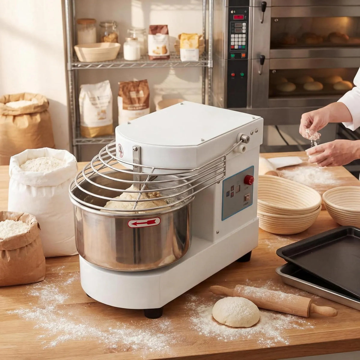 Mélangeur professionnel, Alimentaire Commercial de 10,5 QT, Minuterie, Écran de Sécurité et Bol en acier inoxydable pour Boulangerie et Restaurant