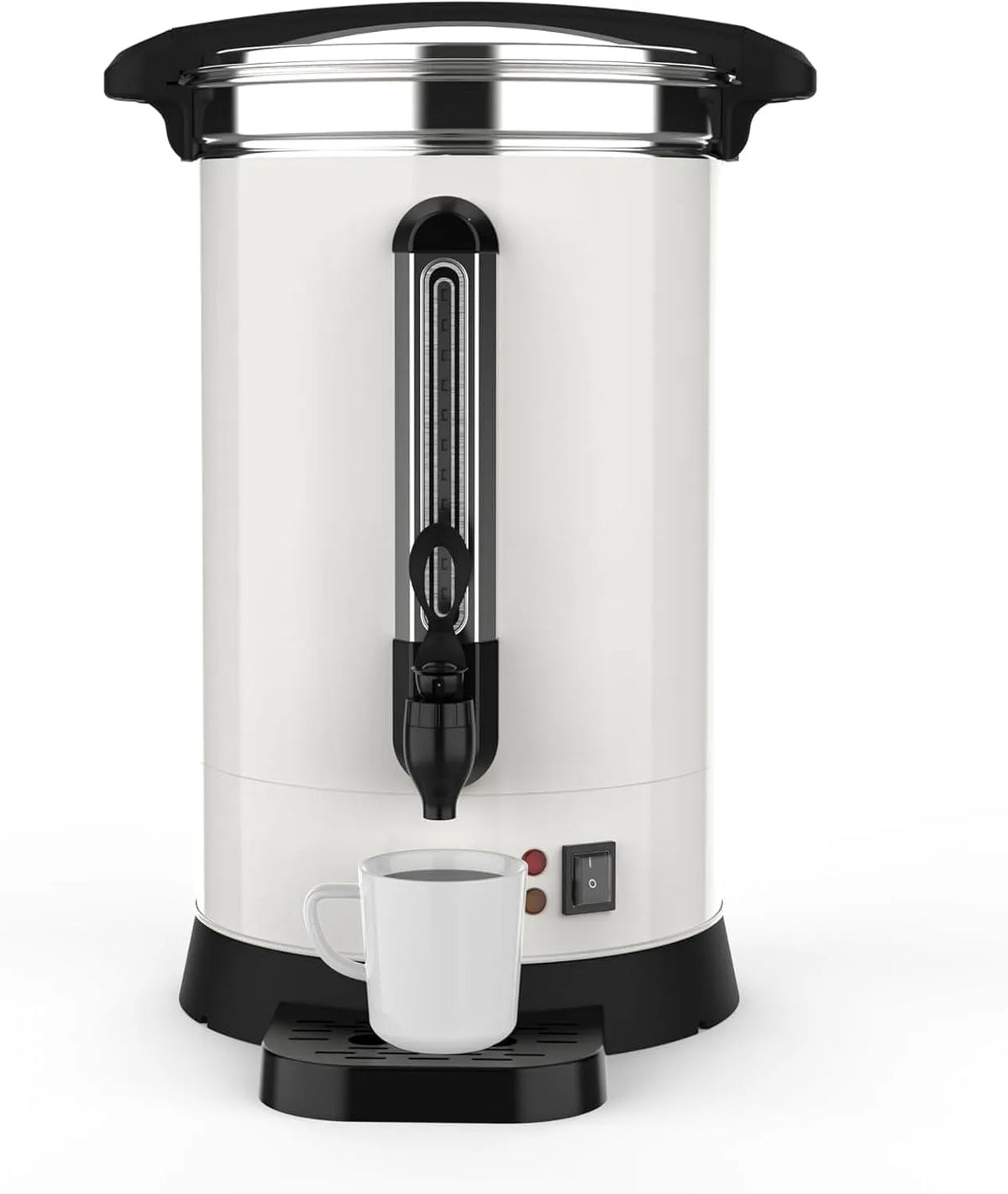Distributeur d'Eau Chaude de 12 L/3,2 Gallons, Urne à Café Commerciale de 80 Tasses, Blanc