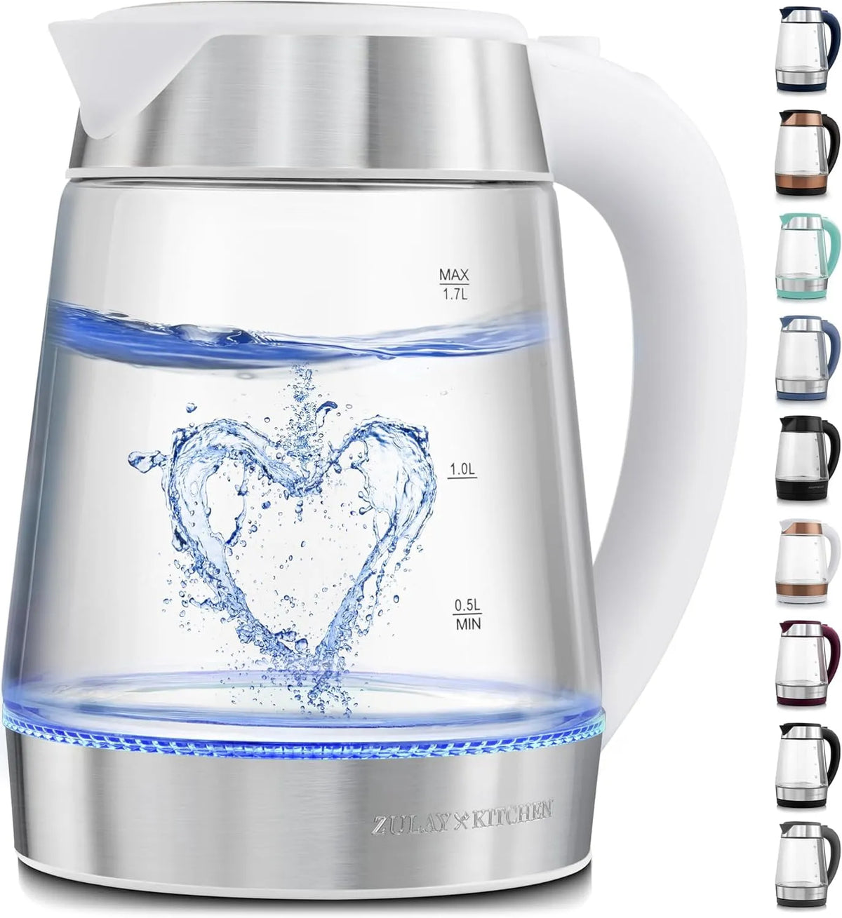Bouilloire électrique, Base à 360°, 1500 W, 7 L, Poignée au Toucher Froid, Théière/bouilloire Rapide pour Café et Thé, Blanc
