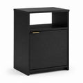 Table de chevet avec niche et porte noire en panneaux de particules rectangulaire 40 x 35 x 60 cm