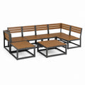 Salon de jardin d'angle 5 pièces marron et anthracite en acacia massif et acier 210 x 140 x 60 cm
