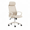 Chaise de bureau ergonomique beige en polyester et maille avec roulettes 62 x 62 x 116-126 cm