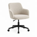 Chaise de bureau pivotante beige en polyester avec accoudoirs 61 x 62 x 85-95 cm