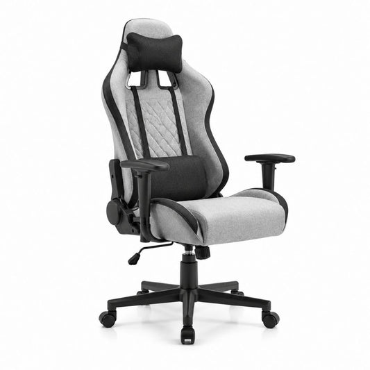 Chaise de bureau ergonomique grise et noire en polyester 67 x 65 x 120-130 cm