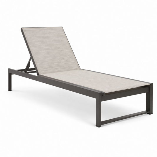 Bain de soleil réglable en aluminium gris avec toile textilène 200 x 65 x 34 cm