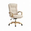 Chaise de bureau pivotante beige en polyester et bois massif 66 x 70 x 110-120 cm