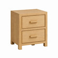 Table de chevet à 2 tiroirs chêne clair en panneaux MDF plaqués chêne 45 x 35 x 60 cm