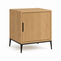 Table de chevet 1 porte chêne clair en panneaux MDF 60 x 40 x 65 cm