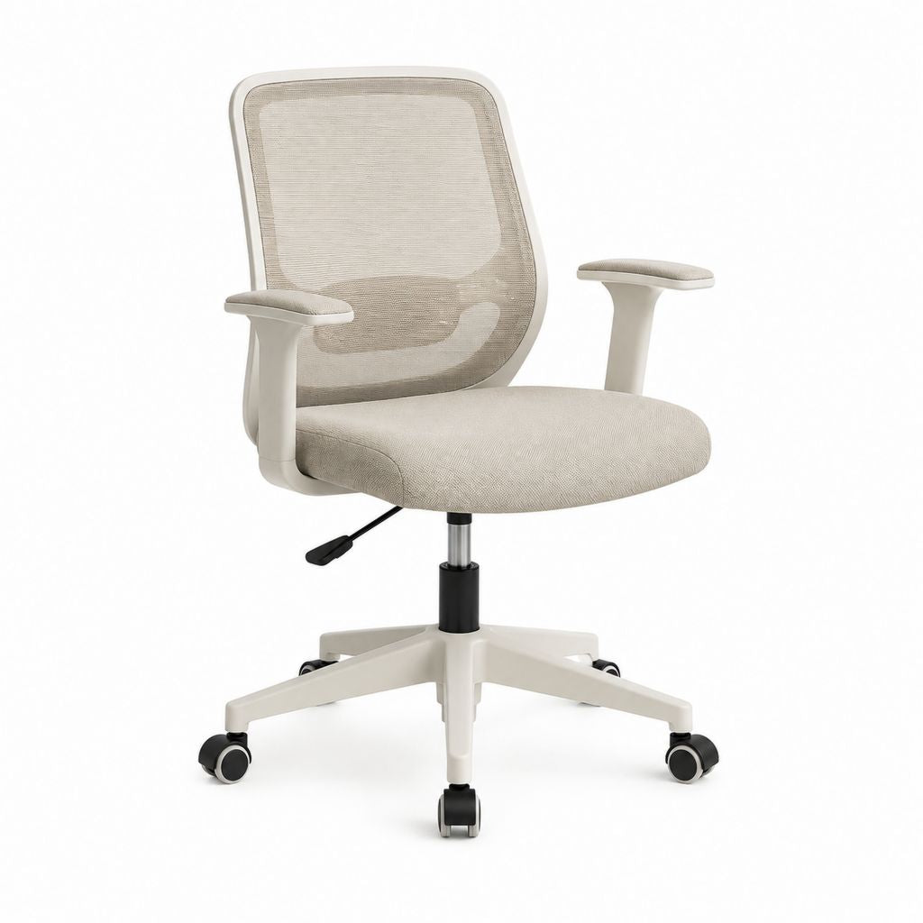 Chaise de bureau ergonomique beige en polyester avec dossier en maille 60 x 60 x 88-98 cm