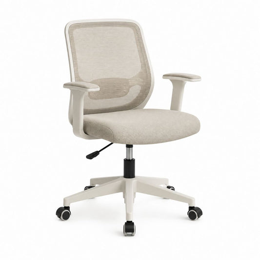 Chaise de bureau ergonomique beige en polyester avec dossier en maille 60 x 60 x 88-98 cm