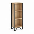 Bibliothèque étroite 3 niches chêne clair et acier noir 40 x 30 x 120 cm