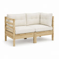 Canapé de jardin 2 places beige et bois d'acacia massif 120 x 80 x 75 cm