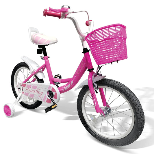 Vélo, Petites roues d'entraînement âges 4-7 ans, Sports rose 16' pour enfants