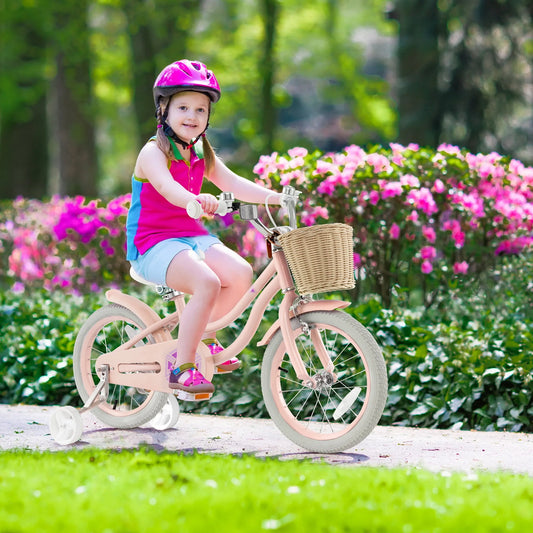 Vélo enfant, Guidon et Selle Réglables en Hauteur Rose, Rétro 16 Pieds', Rétro 16 Pieds' avec Guidon et Selle Réglables en Hauteur Rose