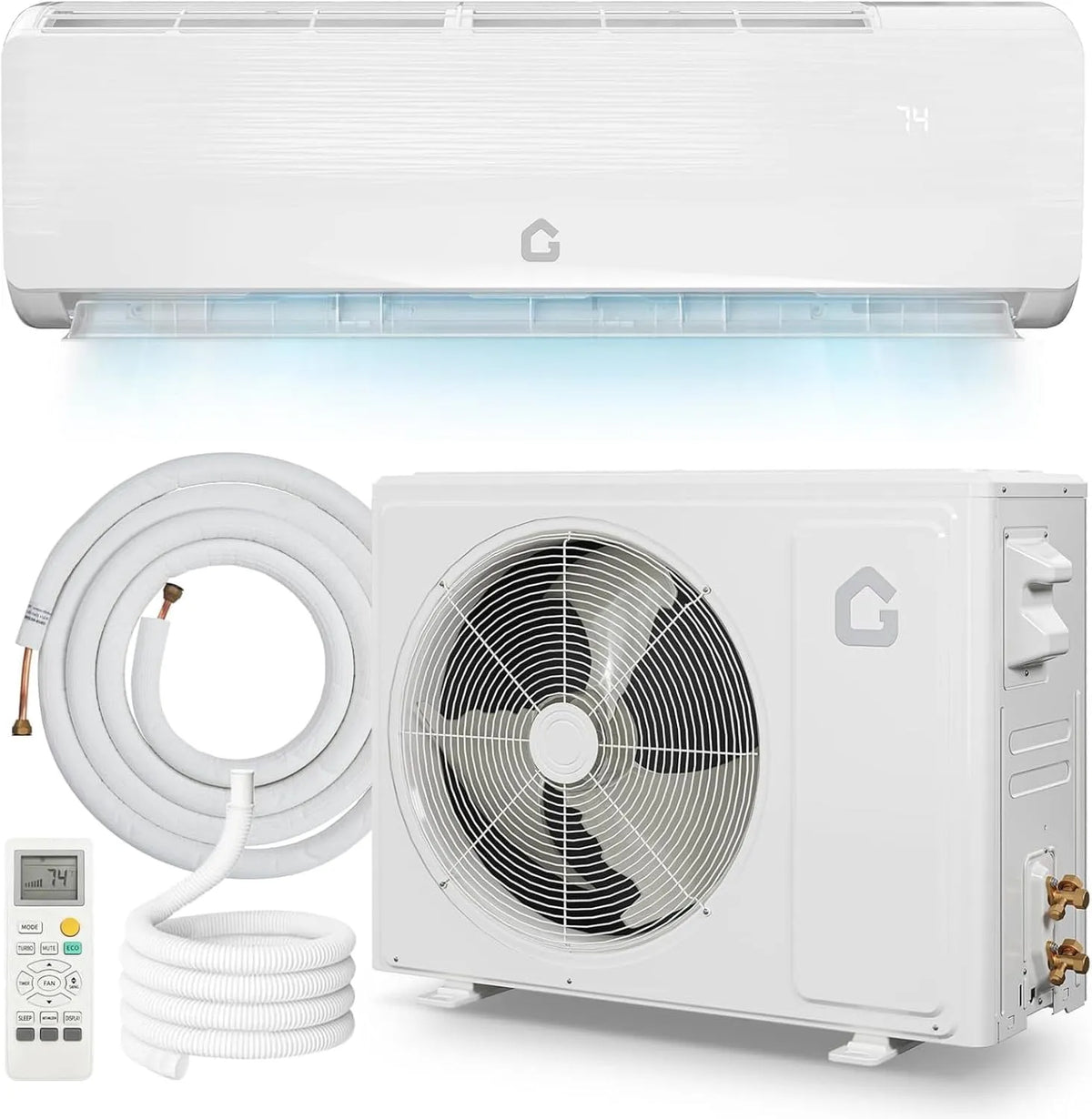 Climatiseur, 9000 BTU 18,5 SEER Mini-Split Thermopompe CA Refroidit 450 Pi2 208-230 V commande, Smart TV