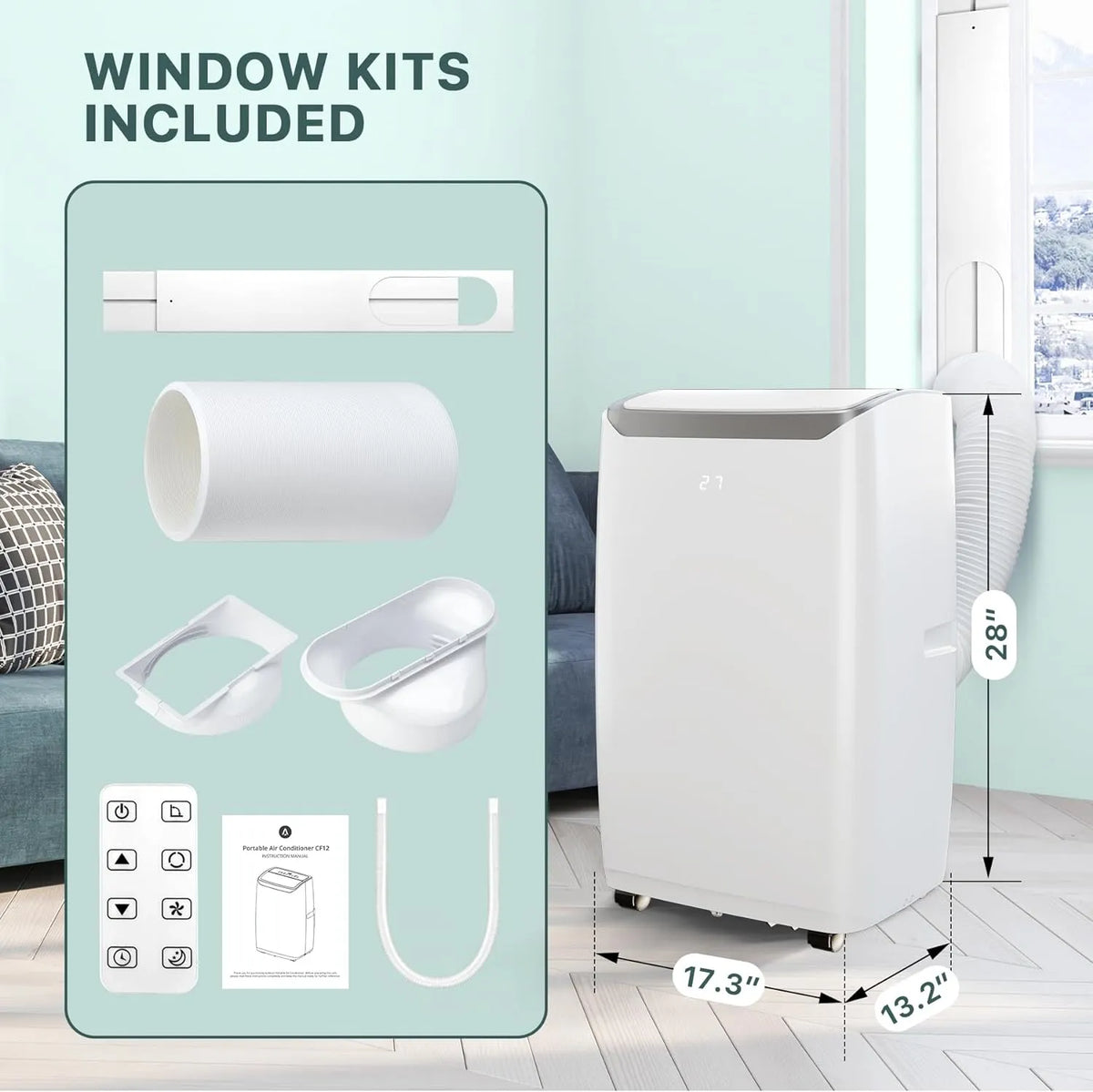 Climatiseur portable, climatisation mobile, 14000 Btu Refroidissement Rapide, Blanc
