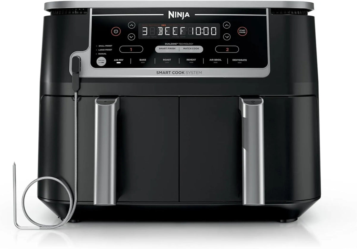 Friteuse à air Ninja DZ550, Bon Foodi chaud Intelligente TG 6-en-1 à Double Zone de 10 Pintes, Noir