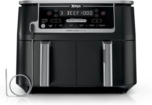 Friteuse à air Ninja DZ550, Bon Foodi chaud Intelligente TG 6-en-1 à Double Zone de 10 Pintes, Noir