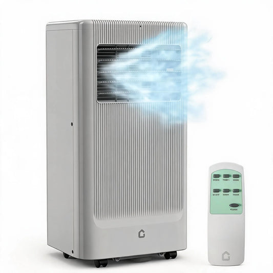 Climatiseur portable, 10 000 BTU, Minuterie 24 Heures pour Pièces jusqu'à 350 Pi2, 4-en-1, Mode Sommeil, Unité AC 4-en-1 avec Refroidissement