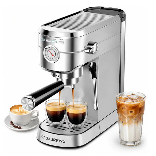 Machine à espresso CM5418, Cafetière 20 Bars, Contrôle de Température PID, Manomètre, Pré-Infusion, Buse Vapeur et Conception en acier inoxydable