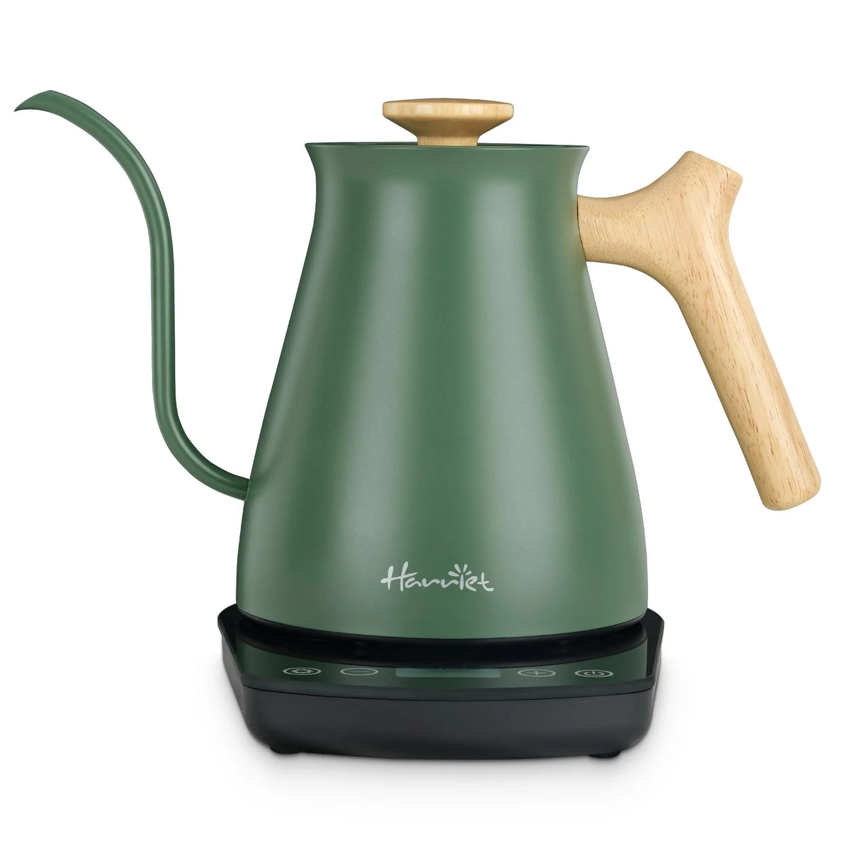 Bouilloire électrique, acier inoxydable 0,8 L, Chauffage Rapide 1200 W, Électrique à Col de Cygne, Café Filtre et Thé, Gre, Poignée en Bois